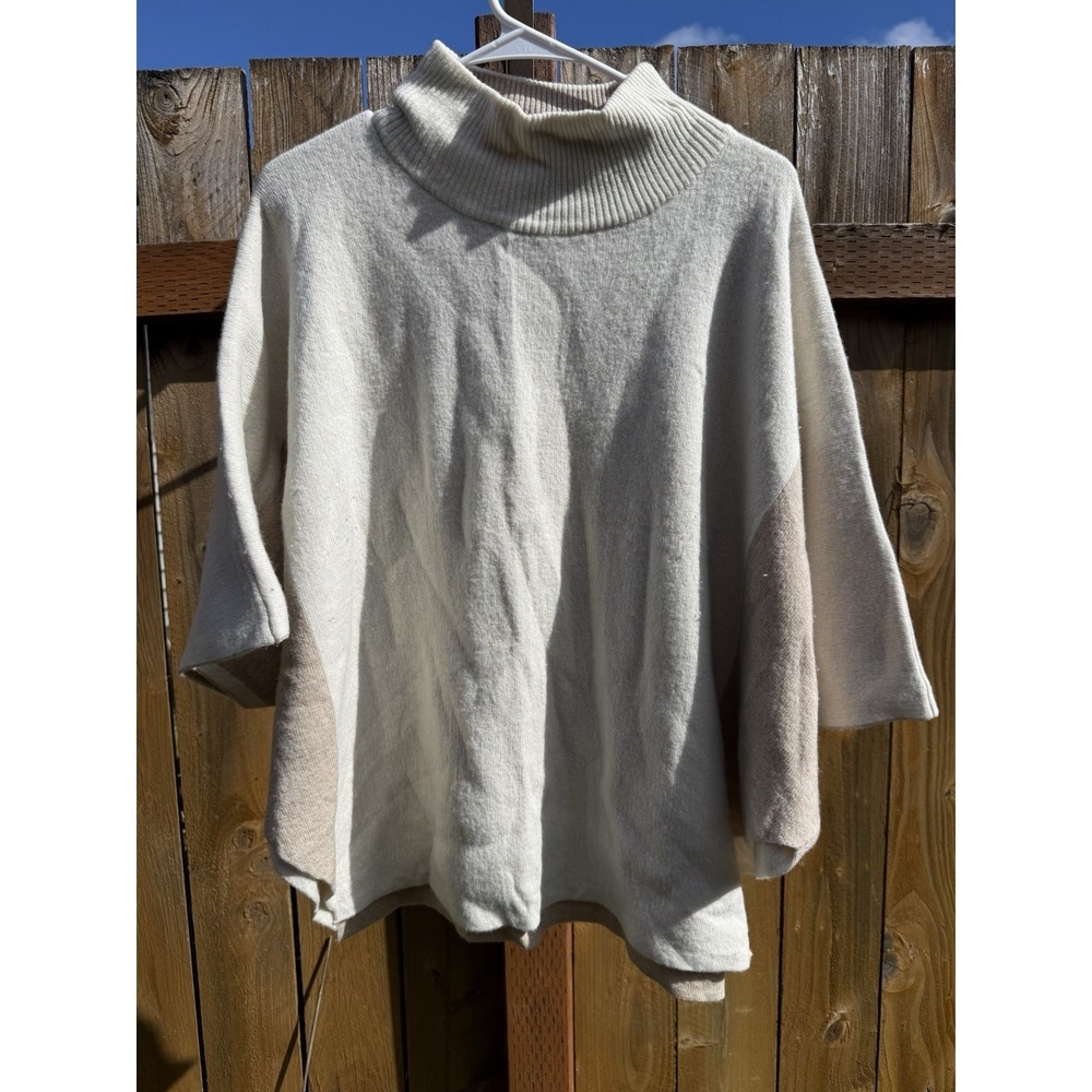 Note di Anita Italian Wool Cashmere Blend Poncho‎ Sweater One Size Cream Italy